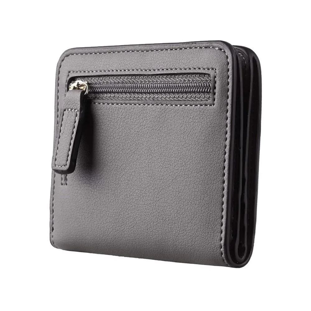Gray Leather Compact Wallet  